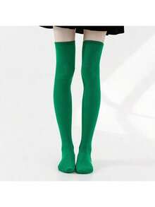1 Pair Christmas Over-The-Knee High Socks,Women Striped Christmas Costume Over-The-Knee Socks, Green & White Striped Thigh High Warm Stockings For Winter,A Variety Of Colors, Stylish Photo Props,Gifts For Friends, Christmas Party Decorations Home Decor Christmas Decorations Room Decor