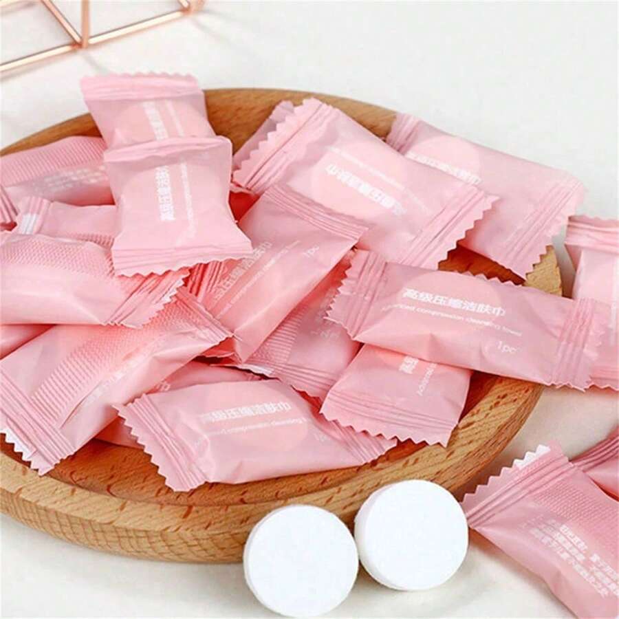 100pcs Compressed Face Towels, Disposable Compressed Towels, Portable Cleansing Wet Wipes, Soft Travel Face Towels, Portable Compressed Towels, Outdoor Camping Wet Wipes And Toilet Paper, Suitable For Outdoor Camping And Hiking Face Cleaning, Ideal For Camping, Outdoor Camping And Hiking, Travel Accessories, Cleaning Supplies, Bathroom Accessories, Suitable For All Family Members.