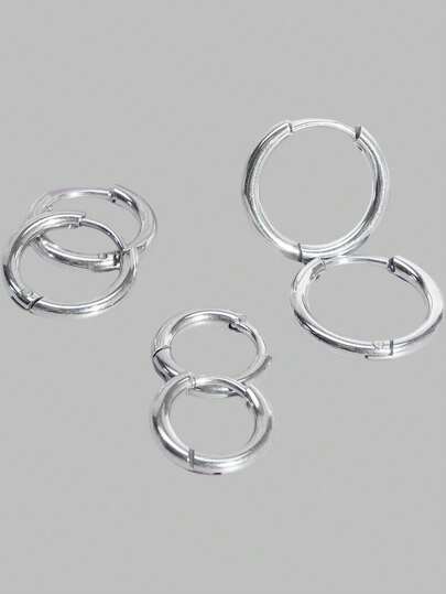 DareSee 三对时尚奢华的不锈钢圆形耳环，适合日常佩戴，也是送给女性的约会礼物，适合音乐节、Y2K音乐节、秋季、万圣节和冬季等场合。