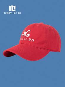 TEDDY LE MI 1pc Unisex Letter Print Baseball Cap, Fashion Outdoor Sports Hiking Running Casual Cap, Available In Black, Red, White, Khaki, Orange, Pink, Green, Navy Blue