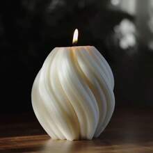 Vela de columna giratoria de geometría - Vela grande y hermosa hecha a mano de cera de soja con giro, estética elegante de burbujas, regalo para el hogar, decoración de estantería de la habitación, concepto de vela en espiral
