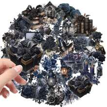 50 Stücke Transparente wasserfeste Aufkleber in Dunkelrosa Serie, geeignet für Wasserflaschen, Notizbücher, Gepäck, Handy, ideal als Partypreise, Geschenke zu Feiertagen/Geburtstagen