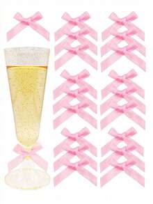 10/25 件 150 毫升/5 盎司香槟杯起泡香槟酒吧杯透明敬酒杯适用于野餐婚礼派对鸡尾酒活动用品和户外庆祝活动优雅且易于清洁，新年和圣诞节。（塑料玻璃-杯蛋糕装饰婚礼装饰周年纪念日） - 彩色 - 查看 5