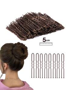 150/100/50个黑色7厘米/2.76英寸U型发夹，适用于女孩和女士浓密头发造型、发髻固定、发型设计、发饰、头部饰品 - 黑色7cm - 查看 14