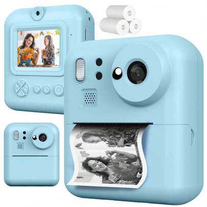 Ensemble d'appareil photo instantané pour enfants - Appareil photo pour enfants, convient aux garçons et filles de 3 à 12 ans, cadeau d'anniversaire, appareil photo jouet portable, convient pour le transport extérieur, choix de cadeau d'anniversaire - Comprend 3 rouleaux de papier d'impression, appareil photo numérique HD 1080P, écran 2,4 pouces, appareil photo vidéo selfie, cadeau de Noël, Halloween, Thanksgiving, jouet pour enfants -- Cadeau de rentrée scolaire