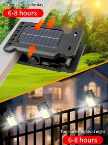 1/2 户外太阳能灯配有运动探测器和夹子，配备 24 个 LED/COB 灯泡，用于户外壁灯，为骑行提供夜间安全照明，配有锂电池，可整夜照明。 - 黑色 - 查看 3