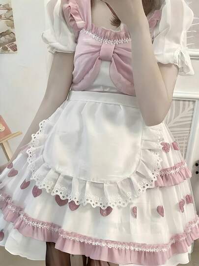 Maid Apron, Cute Princess Style Apron, Soft Girl Lolita Daily Bib, Chef Apron