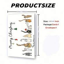 1 Stück Miau Miau Weihnachtskarte - Katzen Thema, ein witziger saisonaler Stationery-Set, geeignet für Katzenliebhaber, süße Katzen Illustrationen für die Feiertage, ideal als Geschenk für Freunde und Familie