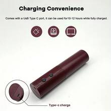 Abridor de Vinho Elétrico, Abridor de Garrafa de Vinho Automático, Saca-rolhas de Vinho Recarregável com Carregamento Tipo-C, Ótimo Presente para Família e Amigos