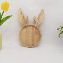 1PC Cute Deer Shaped Wooden Serving Tray, Nordic Style Fruit Nut Plate For Home Kitchen Party, Cross - Border Tableware