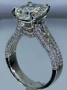 1 Stück eleganter & luxuriöser 925er Silber Moissanit Verlobungsring für Frauen - hochwertiges, anspruchsvolles Design, geeignet für den täglichen Gebrauch und Partys, ein ideales Geschenk für die Freundin, Jahrestag, kreativer & einzigartiger Schmuck