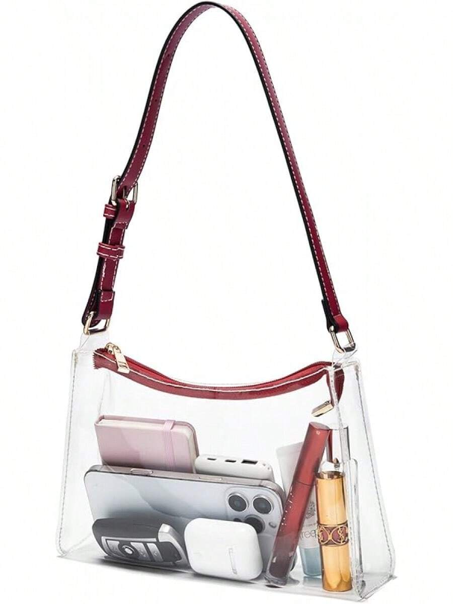 Clear Bag For Stadium Events – Clear Purses For Women Stadium Crossbody – Transparent Bag For Concerts, Sports, And Game Day - A-đỏ - Xem 1