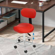Silla de escritorio moderna para oficina, silla de ruedas para computadora con respaldo bajo, altura ajustable, silla giratoria de diseño para trabajo en casa y salón con reposapiés - Rojo - Ver 7
