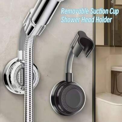 1个免钻孔浴室淋浴喷头支架，可调节吸盘可移动支架，浴室配件，浴室工具