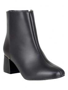 Botin Negro Mujer Tacón Vestir Confortable  Moda Otoño Invierno Diseño Elegante - Negro - Ver 5