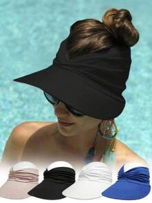 1 件时尚优雅女士夏季户外运动太阳帽，可折叠便携沙滩帽，适合游泳、棒球、网球、高尔夫和其他户外运动，防紫外线 - 彩色 - 查看 8