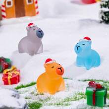 3/6 Pcs Christmas Animals, Christmas Hats, Capybara, DIY Resin Crafts, Desktop Ornaments, Rooms, Home Decorations, Christmas, Thanksgiving, Parties