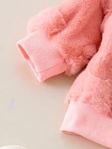 2件套女婴粉色可爱保暖长袖卫衣+白色裤子套装，秋冬季 - 粉色 - 查看 7