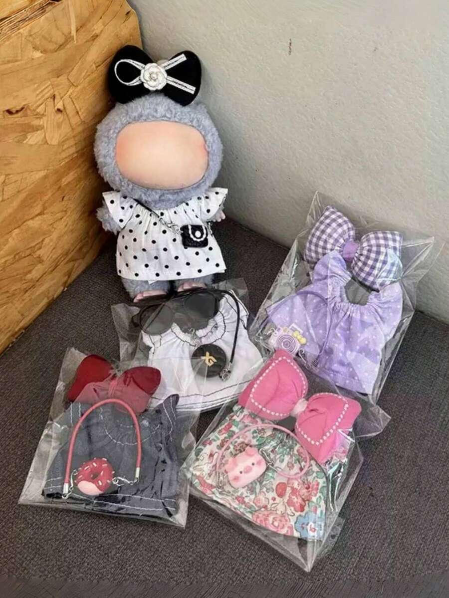 【仅含服装】适合17厘米娃娃的服装配饰，包括时尚服装和领结，适合娃娃，春夏系列，生日/复活节/圣诞节礼物，节日礼物，可爱优雅的公主裙（不含娃娃） - 彩色 - 查看 1