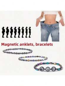 1pc European & American Style Yoga Wellness Anklet & Bracelet, Black Agate Bracelet For Women, Suitable For Daily Wear, Summer Vacation Or Festivals, Jewelry Gift For Women, Christmas, Valentine's Day