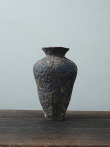 1 pièce Vase en céramique à motif asymétrique grossier, vase à fleurs vintage Wabi-Sabi avec glaçure martelée rouillée, décoration pour salon, bureau, chambre à coucher, bureau, convient pour diverses fêtes, arrangement floral de salle à manger