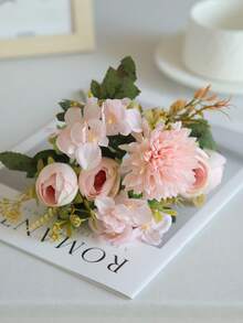 1/3PCS Artificial Tea Bud Rose Hydrangea DIY Wreath Material Home Bedroom Vase Decoration Valentine's Day New Year Decoration, Wedding Decoration, Bride Holding Flower Material