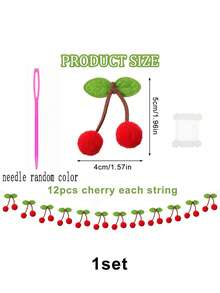 1/3 Guirlande de cerises, décorations de fête d'anniversaire de cerises, bannière de cerises DIY en pompons et feutre, décoration suspendue pour Noël, anniversaire, mariage, décoration DIY
