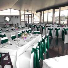 10pcs Dark Green Satin Chair Bow Sashes Wedding Chair Ribbon Bow Silk Chair Knot Ties For Reception Restaurant Event Banquet Party Hotel Decorations