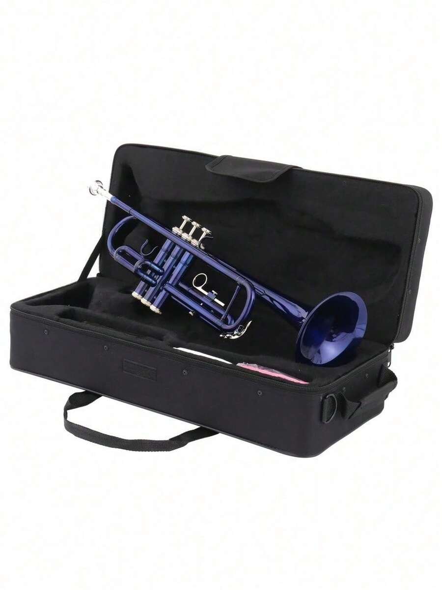 Brand New Brass Bb Trumpet + Case Student School Band Blue