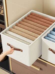 1pc Tianshan Cotton And Hemp Foldable Cotton And Hemp Storage Box Cover - Multi Functional Organizing Box Suitable For Clothing Toys And Other Items Essential For The Home Essential For Moving House Essential For Rented Accommodation Essential For Going Back To School Essential For Student Accommodation - Beige - View 2