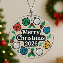 1PC Custom Personalized Christmas Ornament With Colorful Jingle Bells And Holly Design, Add Custom Year Or Text For Unique Holiday Keepsake, Perfect Festive Gift For Friends, Couples Or Family, Ideal Decoration For Tree, Fireplace And Seasonal Celebrations