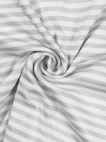 VIVINA 女士春夏时尚休闲简约针织条纹圆领长袖基础款T恤，适合外出、睡衣、派对、情人节、室内/居家聚会、夏季穿着 - 灰色 - 查看 3