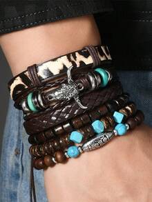 6pcs/Set Retro Western Style Beaded Bracelets - Baby Blue - View 5