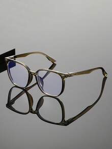 1 pieza Gafas de moda clásica para hombres, de material PC, con lentes de alta definición, ligeras, que favorecen el rostro, minimalistas y elegantes, adecuadas para uso diario, oficina, computadora, escuela, maestros, estudiantes, unisex