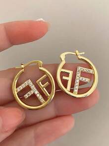 1 par de nuevos pendientes con letra F, diseño de nicho de lujo ligero, pendientes personalizados de temperamento, regalo de joyería