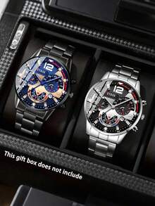[ Quartz Watches For Men ] 2pcs/Set Men Watch Set, Business Quartz Watches For Man, Ideal Choice For Gifts Wrist Watch, Reloj Para Hombre.