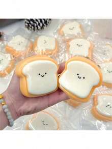 2Pcs Toast Squeeze Relax Toy Cute Bread Design Slow Rebound Fun Ahd Cute Christmas &Birthday Gift Squeeze Gifts For Children, Teens, And Adults - 彩色 - 查看 3
