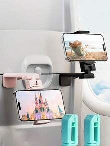3/2/1 pieza Soporte de teléfono para vuelo, soporte de viaje portátil plegable y ajustable con rotación de 360° para escritorio, asiento de tren, maletero, gabinete de cocina compatible - Construcción de plástico duradero, gancho de teléfono portátil plegable, soporte universal de teléfono para celulares, viaje, hogar, oficina.