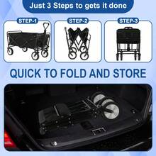 Collapsible Folding Wagon Cart With 330LB Capacity, Large Beach Cart For Outdoor Camping Garden Grocery | Portable Utility Cart