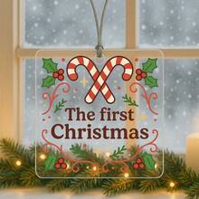 1PC Custom Personalized Christmas Ornament With Candy Cane And Holly Design, Add Custom Text For Unique Keepsake, Ideal Holiday Gift For Couples, Friends Or Family, Perfect Seasonal Decoration For Tree, Fireplace, Living Room And Festive Celebrations