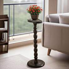 طاولة جانبية على شكل قرع خشبية، طاولة قهوة عتيقة، طاولة كنبة، مناسبة للغرفة المعيشية والنوم والمكتب، باللون الأسود، طاولة خارجية متحركة