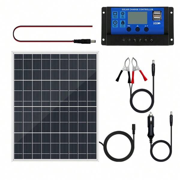 ZGZXSEXHZ 1 لوحة شمسية محمولة 15 واط مع وحدة تحكم 100A ومنفذ تيار ، إنتاجية عالية، مناسبة للسفر بالمركبات الترفيهية والقيادة الذاتية والتخييم في الهواء الطلق وإضاءة الحديقة/الشرفة وتهوية بيت الحيوانات الأليفة والتنزه والصيد والطاقة الاحتياطية للطوارئ وشحن الأجهزة المحمولة والأجهزة الصغيرة