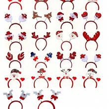 6/12 件圣诞头带 - 节日塑料头带，带有可爱的动物元素，饰有圣诞老人、雪人和驯鹿鹿角，适合圣诞派对装饰，圣诞节的最佳选择，时尚头带，适合节日礼物、日常派对用品、派对家居装饰、派对礼品