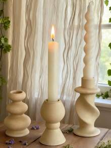 Set de 1 piesă de sfeșnice ceramice cu formă unică, sfeșnice artistice minimaliste în stil boem, potrivite pentru decorarea casei, frumoase piese centrale pentru birou, pot îmbunătăți atmosfera confortabilă a camerei de zi, dormitorului și sufrageriei, foarte potrivite pentru nunți, petreceri, decorațiuni pentru casă nouă și cadouri ideale pentru iubitorii de stil nordic.