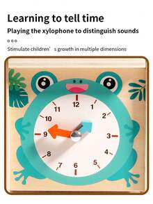五合一多功能木制农用卡车 | 形状匹配、木琴、时钟识别、齿轮游戏 | 益智拼图玩具 - 彩色 - 查看 8
