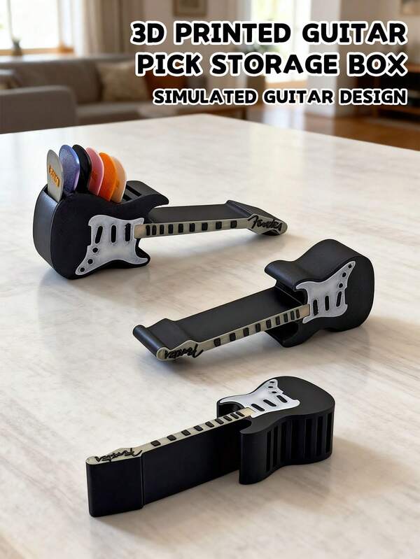 3D Printed Guitar-Shaped Guitar Pick Holder, Creative 3D Design, Can Store Guitar Picks, Musical Decorations, Creative Gifts, Party Decorations, Suitable For Back-To-School Season, Halloween, Christmas, Thanksgiving.