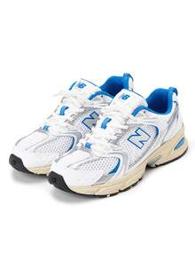 New Balance 530系列男女通用运动鞋跑步健身训练运动日常通勤轻便透气缓冲减震厚中底防滑舒适复古风格标志蓝色绿洲白色奶油色MR530EA - 白色/米色/藍色 - 查看 2