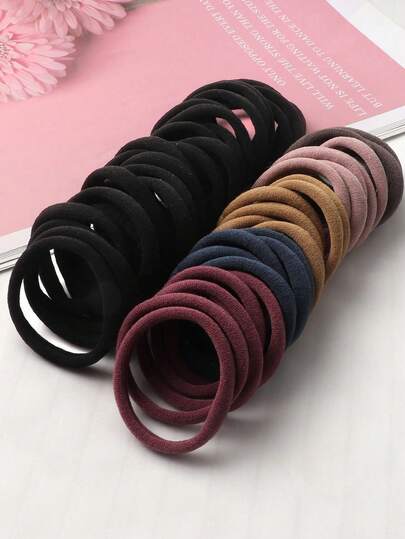 50 Girls' Back-To-School Season's Simple And Practical Scrunchies, Daily Family Hair Accessories-