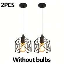 1/2pcs Vintage Industrial Style Pendant Light, E27 Base, Suitable For Dining Room, Bar, Kitchen, Island, Corridor, Etc. Bulb Not Included - Black - View 9