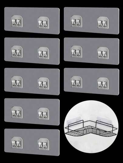 10/8/6 piezas Ganchos adhesivos transparentes de doble garra, ganchos de pared adhesivos de gran resistencia, ganchos transparentes reutilizables sin clavos ni perforaciones, impermeables, con adhesivo fuerte y sin daños para colgar en baños, cocinas, estantes, toallas, tazas, utensilios, abrelatas, tijeras, etc.